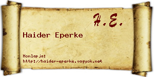 Haider Eperke névjegykártya